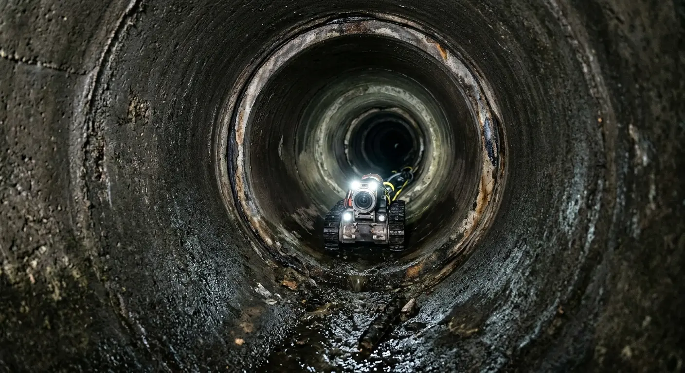 Robotic sewer camera inspecting pipe interior for Sewer Line Repair in Winfield